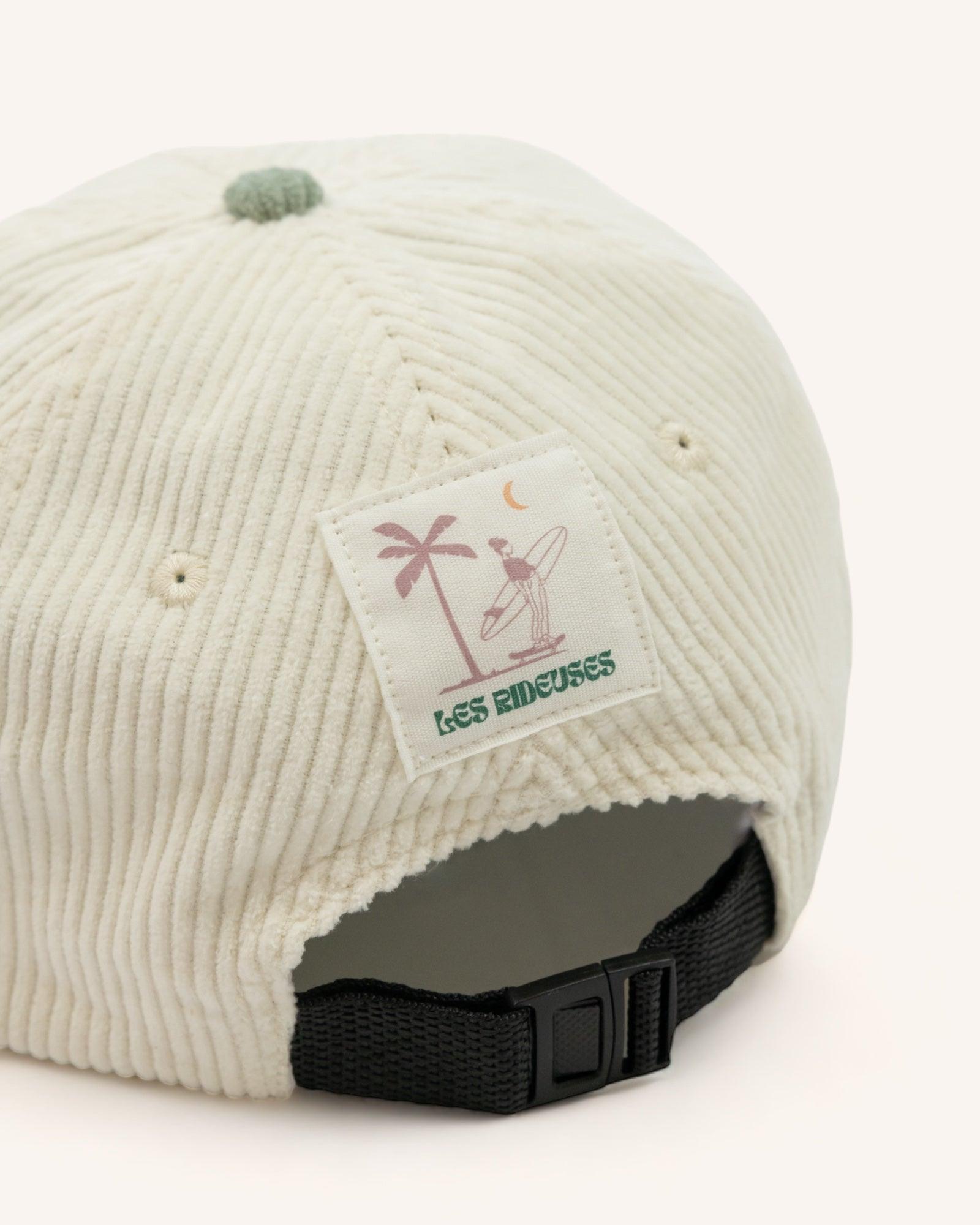 Casquette en velours bicolore verte/écrue