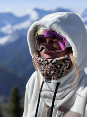 Capuche écru fluffy et léopard