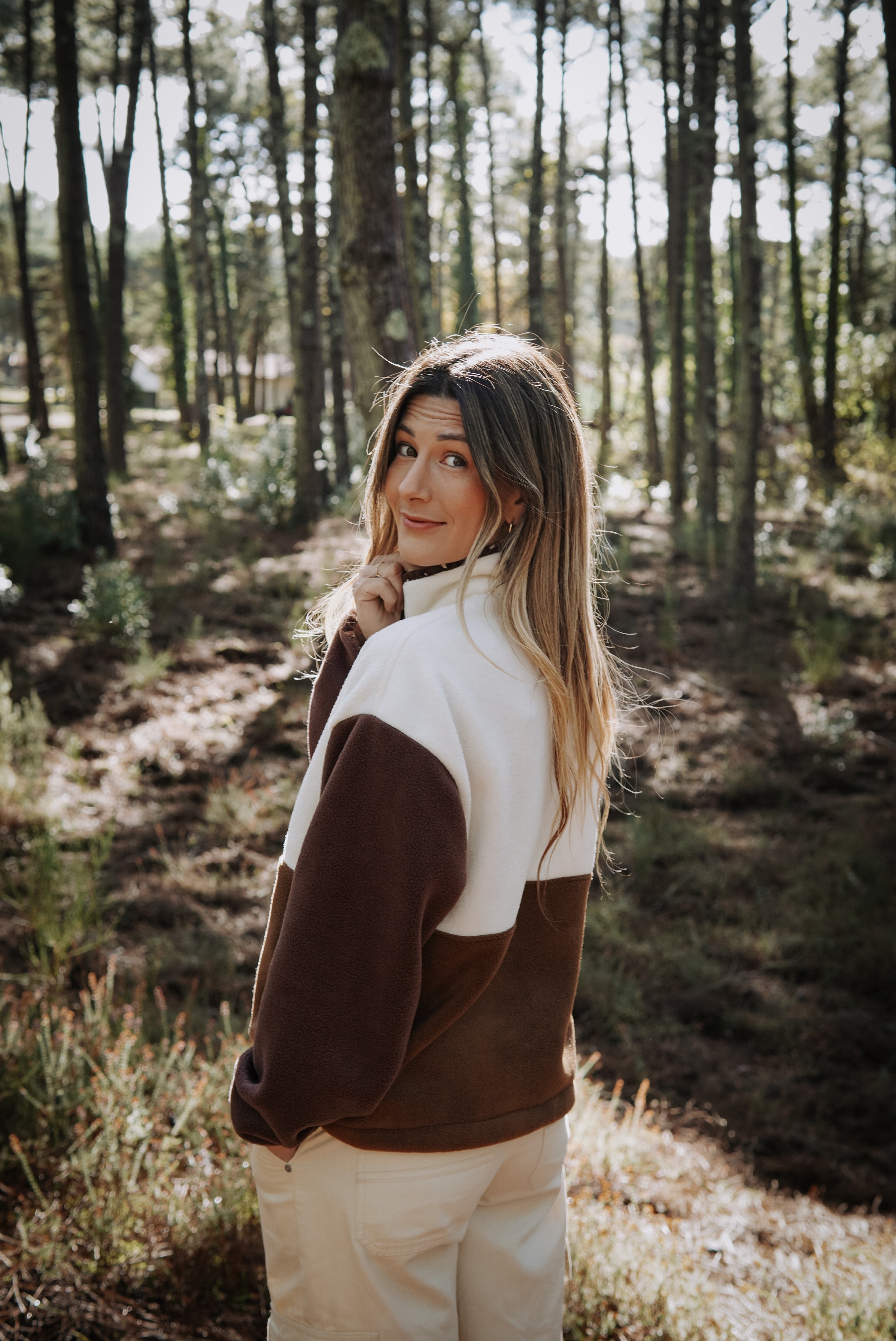 Pull polaire Café Léo velours - Écusson au choix