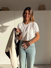 Veste polaire écru, marron foncé et laine vichy - Plus épaisse - Édition limitée