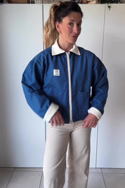 Veste 2 en 1 réversible Jean moyen/velours écru