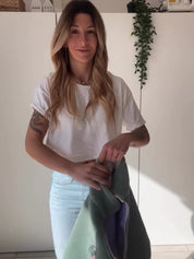 Veste polaire sherpa vert sauge, écru et lila- Plus épaisse