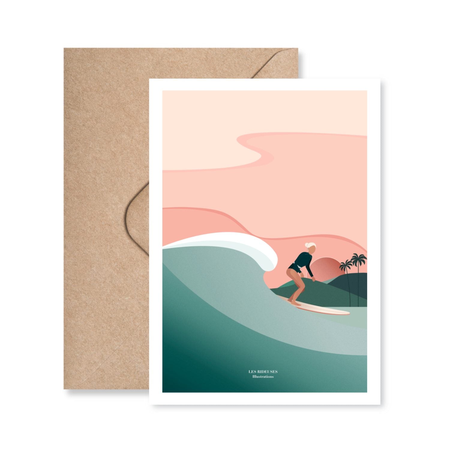 Carte postale Surf and Sunset - Les Rideuses