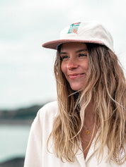 Casquette en velours bicolore vieux rose/écrue surfers’ heaven - Les Rideuses