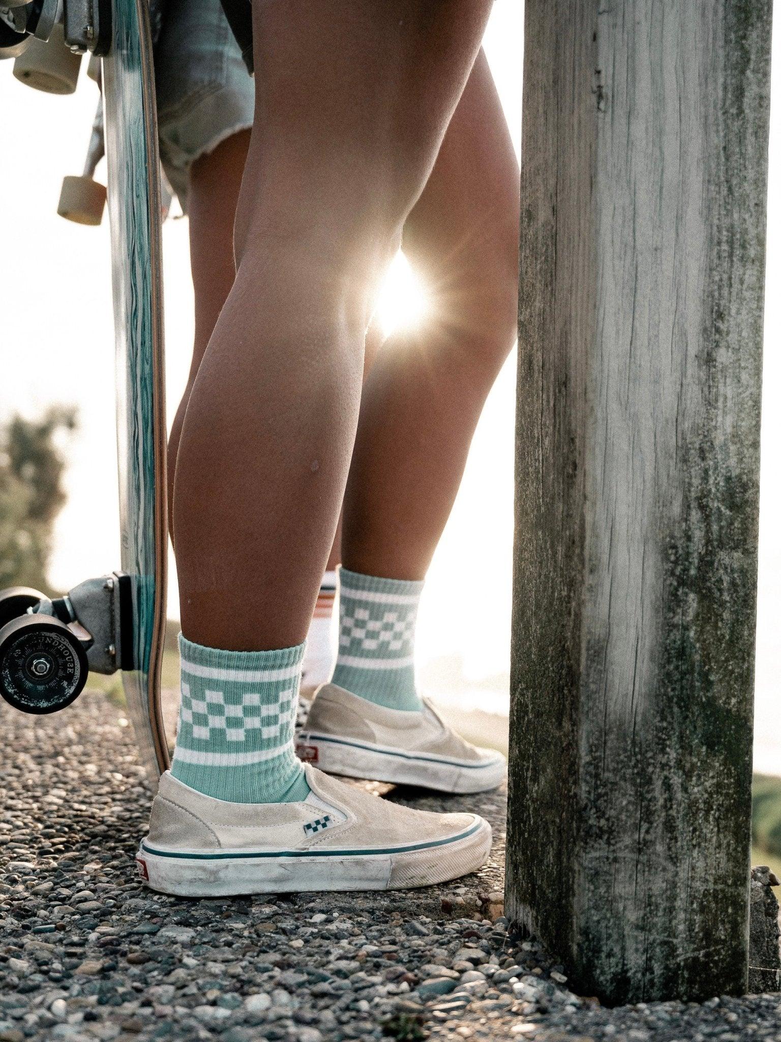 Chaussettes Pastel blue checker - Les Rideuses