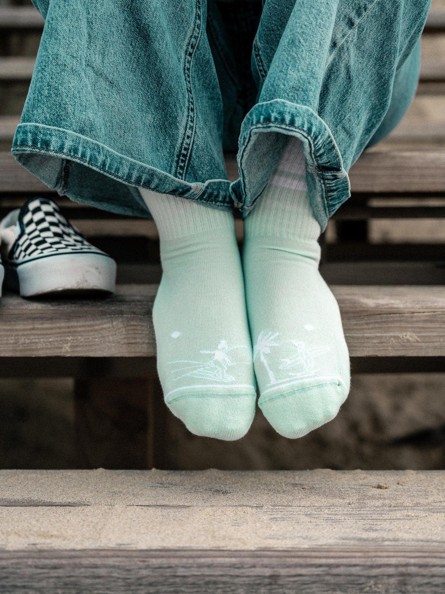 Chaussettes Pastel green Palm tree - Les Rideuses