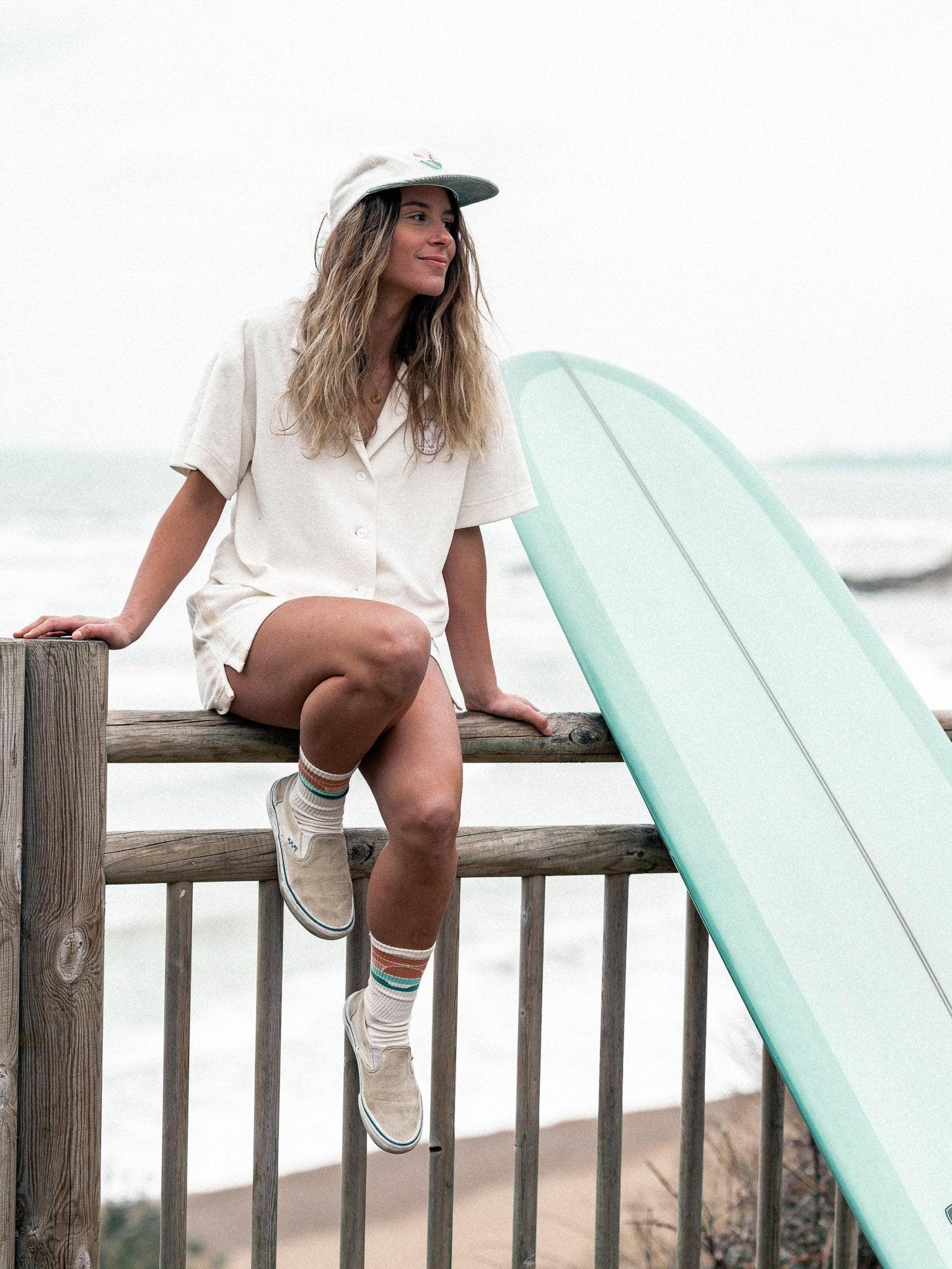 Chemise crop top en éponge Blanc cassé - Les Rideuses