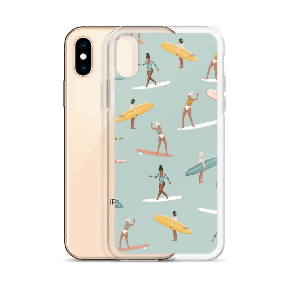 Coque Iphone Surf pattern vert - Les Rideuses