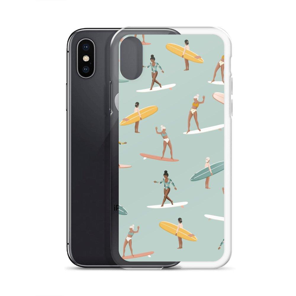 Coque Iphone Surf pattern vert - Les Rideuses