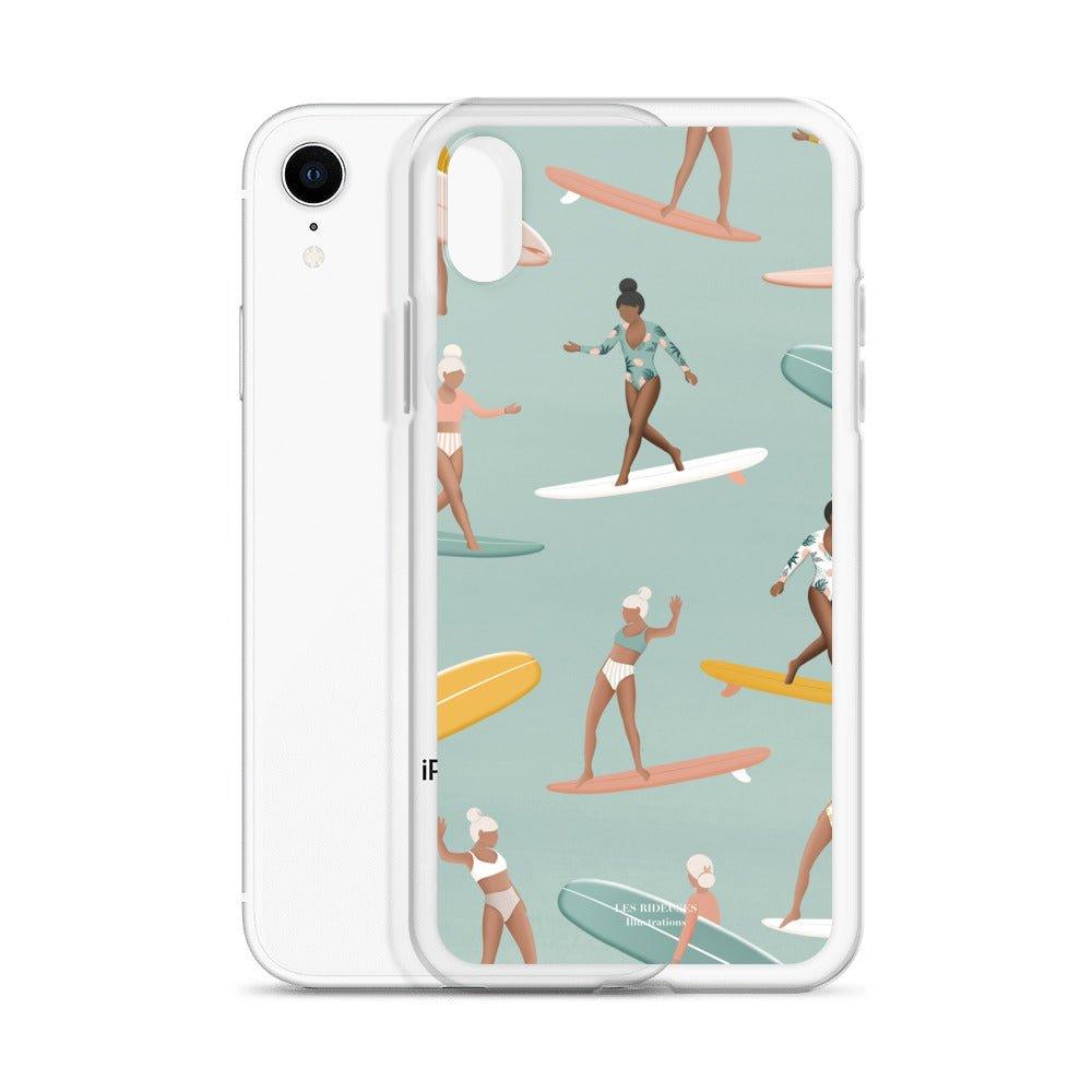 Coque iPhone "Surf pattern vert" - Les Rideuses