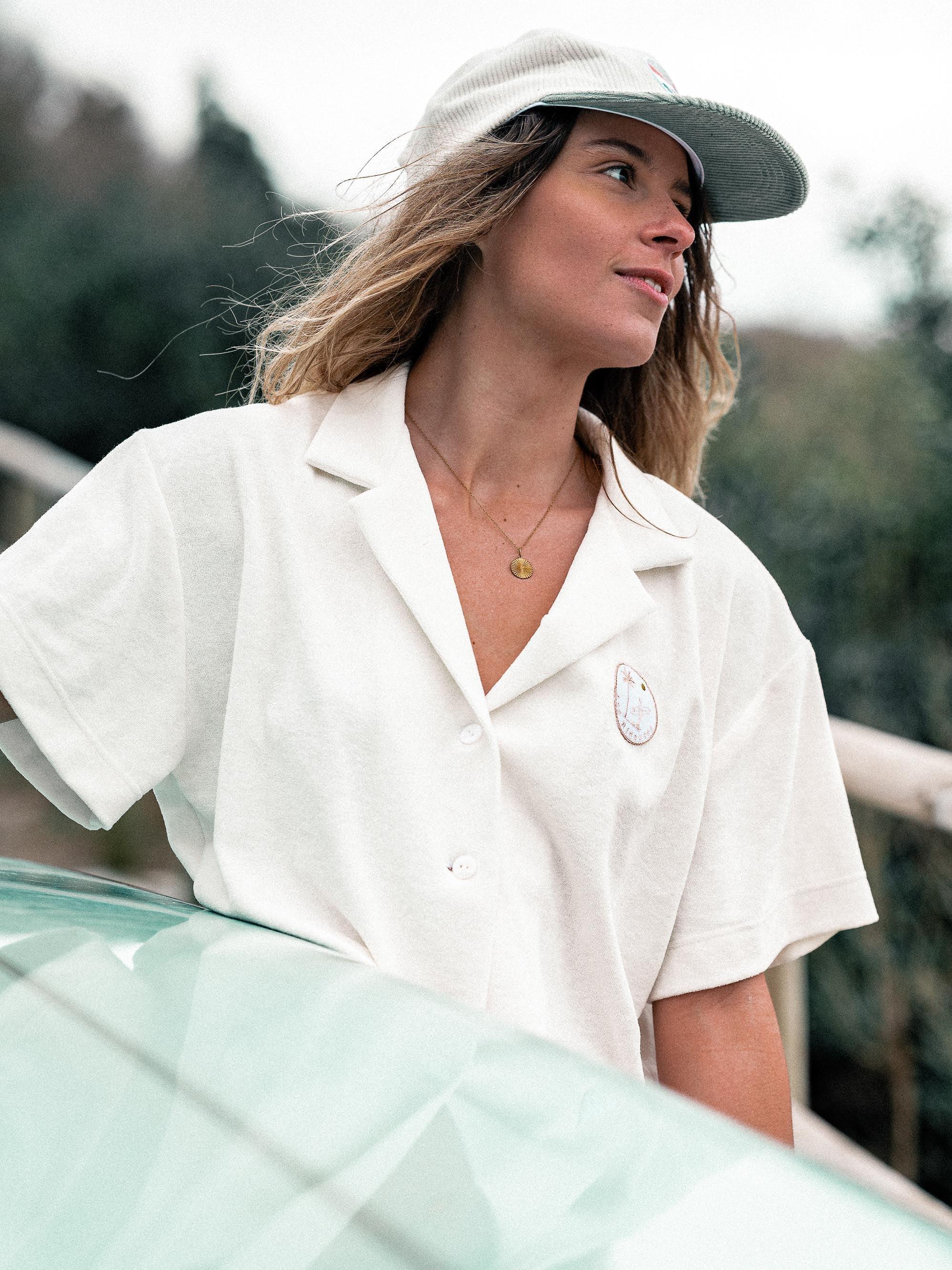 Terry crop top shirt Off white