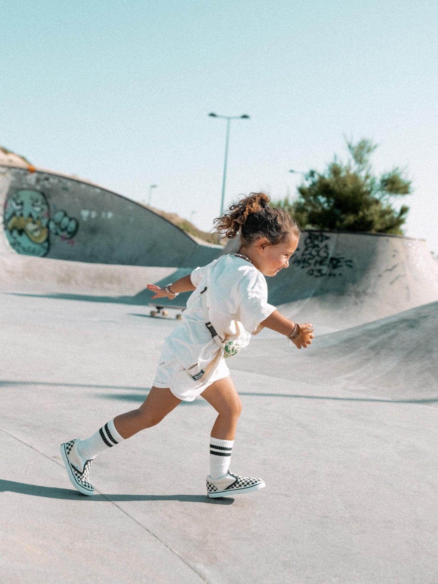 Mini banane enfant damier vert & écru - Les Rideuses