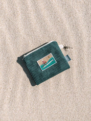 Pochette en velours côtelé vert sapin / Busy chasing wave blonde - Les Rideuses
