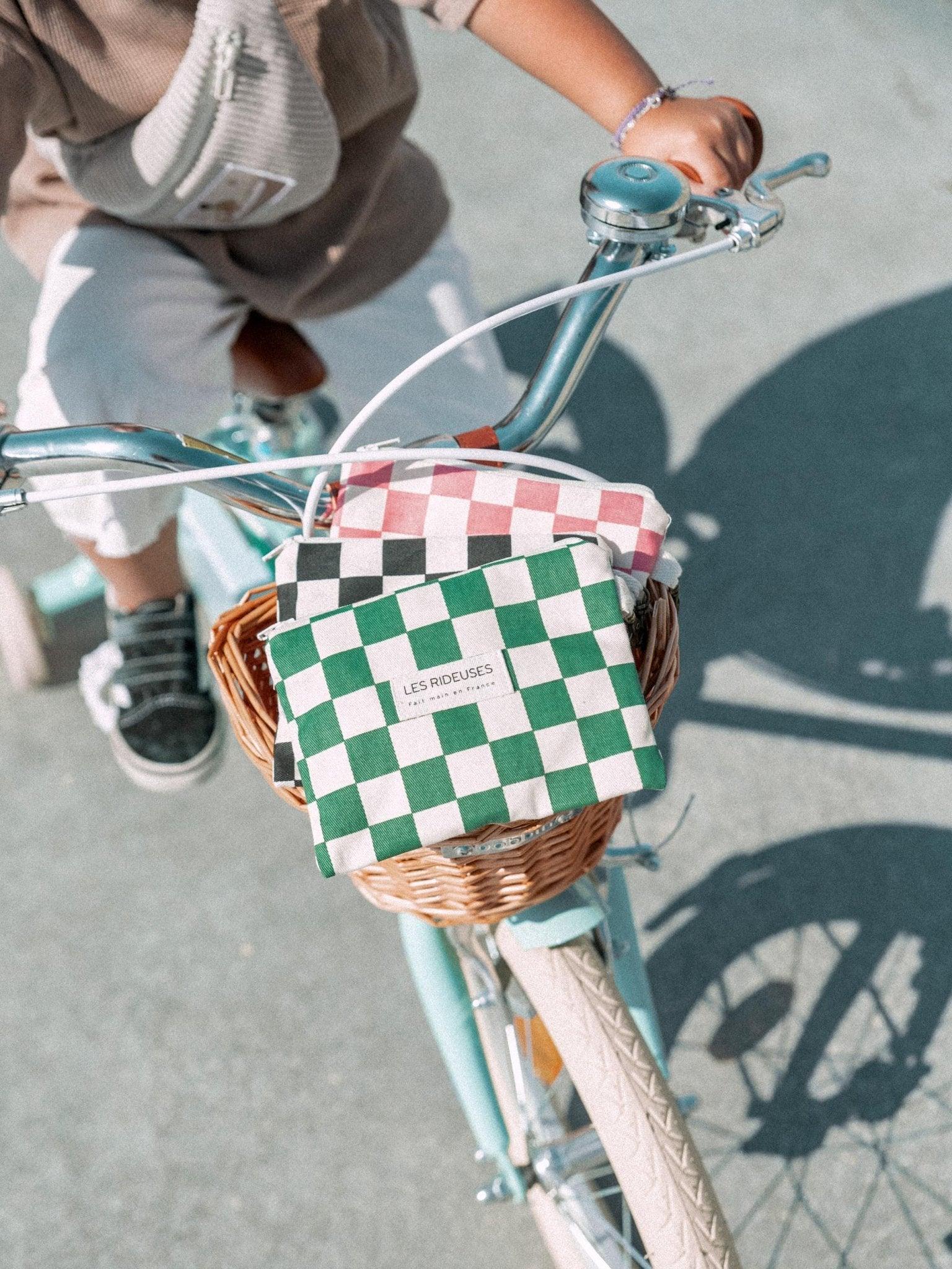 Pochette tissu damier vert &amp; écru - Les Rideuses