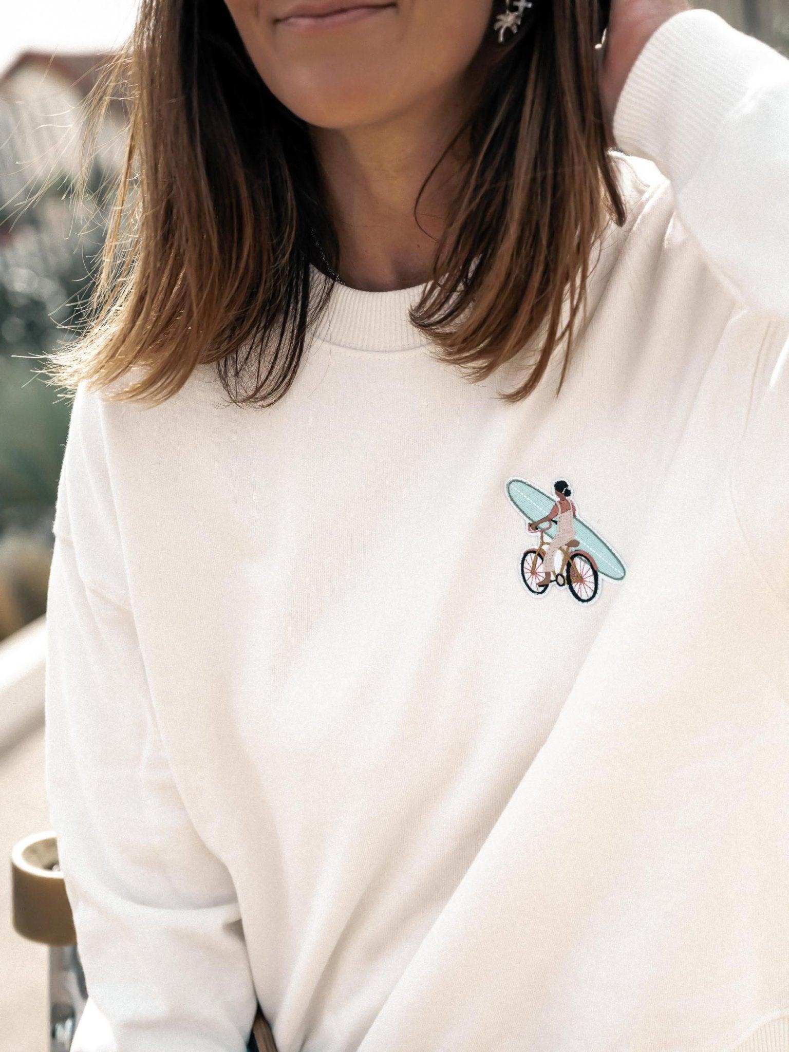 Sweat-shirt femme écusson brodé Rideuse à vélo - Les Rideuses